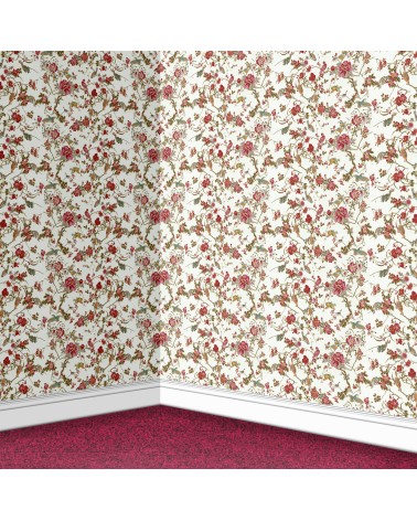 20. Red Floral on White Wallpaper