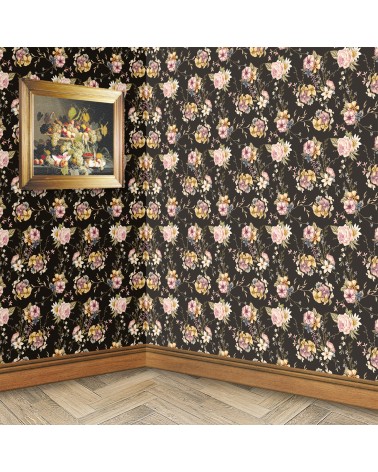 128. Victorian Floral Pink Brown Wallpaper
