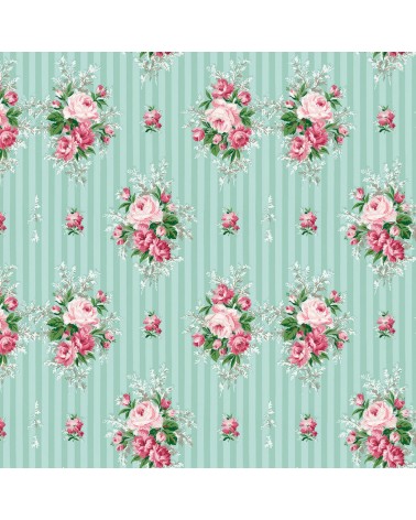 141. Vintage Floral Pink & Teal Wallpaper