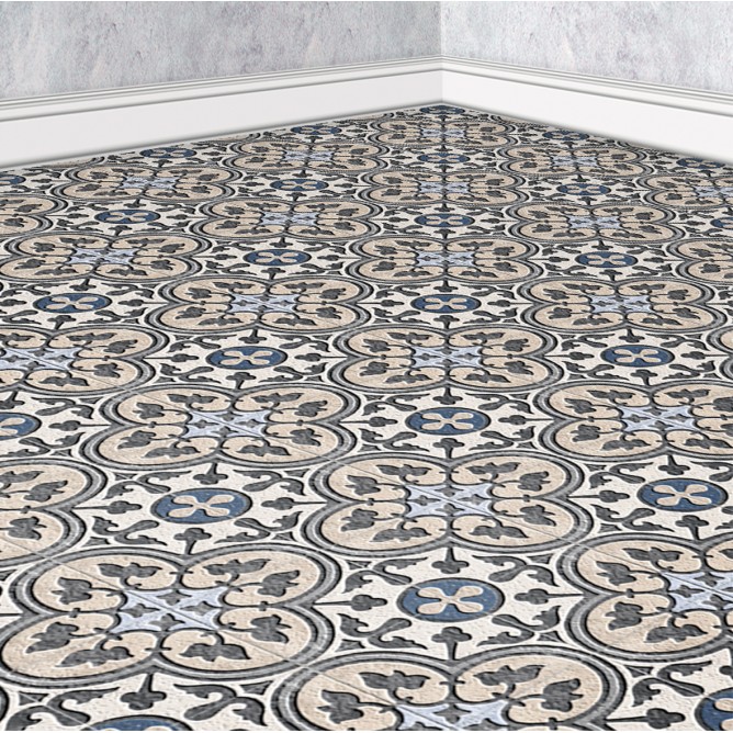 163. Vintage Floor Tiles Grey Blue