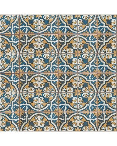 164. Vintage Floor Tiles Ochre Blue